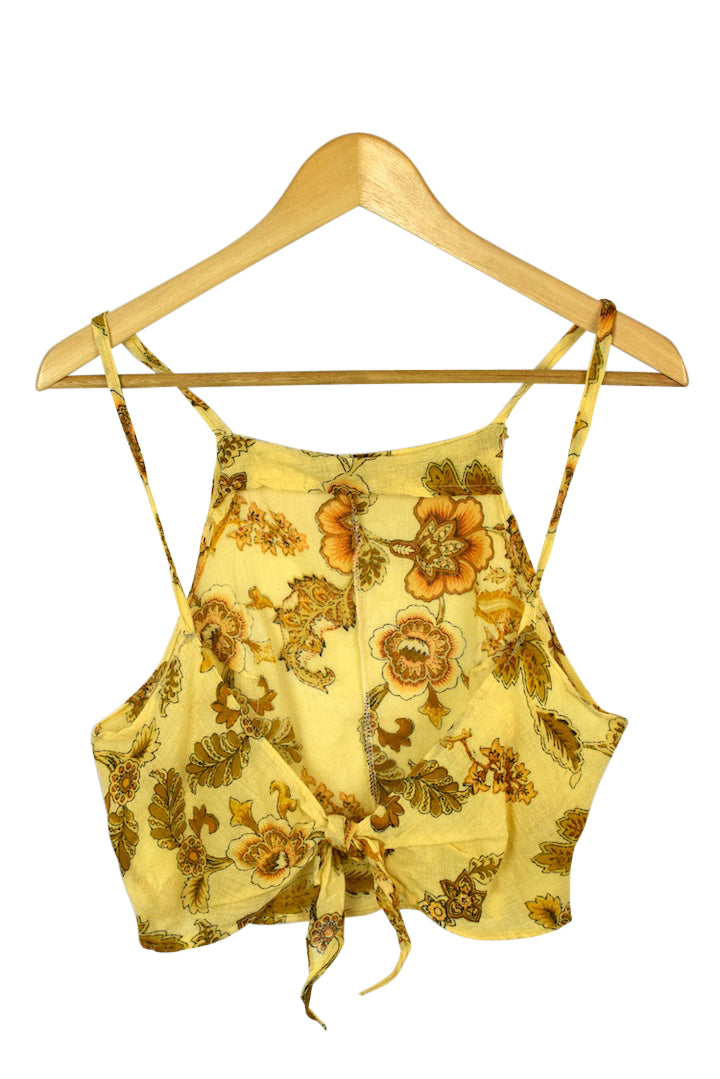 Reworked Floral Print Tie Up Top