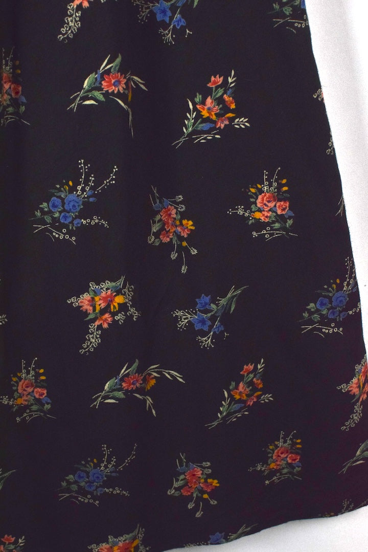Black Floral Print Skirt