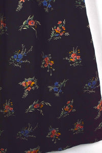 Black Floral Print Skirt