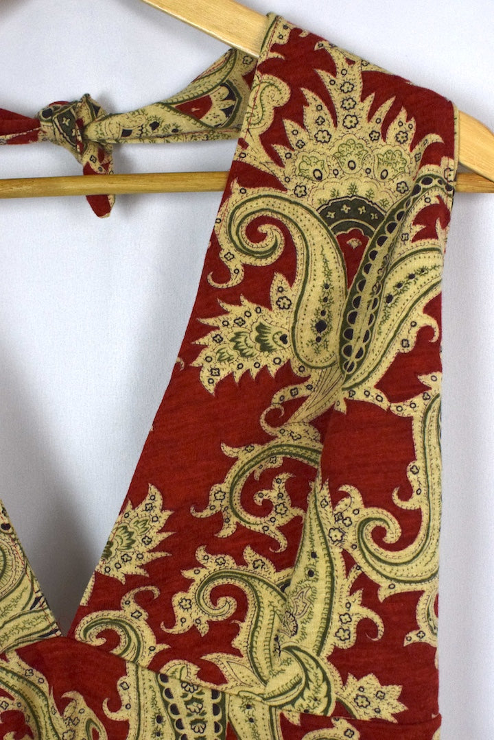 Reworked Paisley Print Tie Up Top