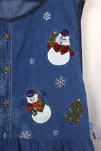 Load image into Gallery viewer, Reworked Christmas Denim Baby Doll Top
