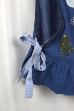 Load image into Gallery viewer, Reworked Christmas Denim Baby Doll Top
