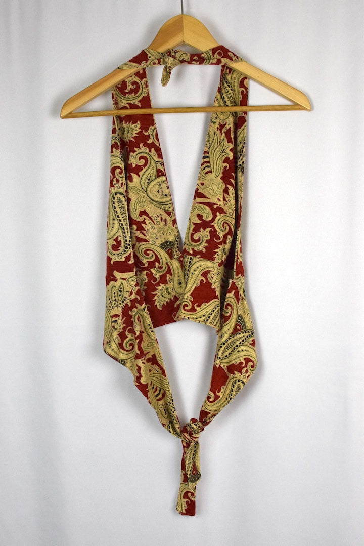Reworked Paisley Print Tie Up Top