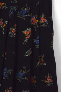 Black Floral Print Skirt