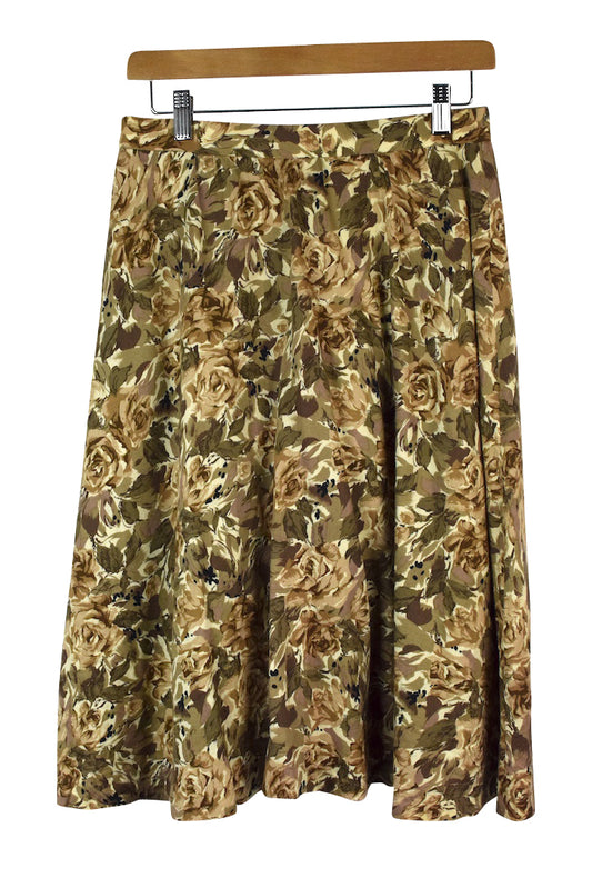 Reworked Beige Floral Print Skirt