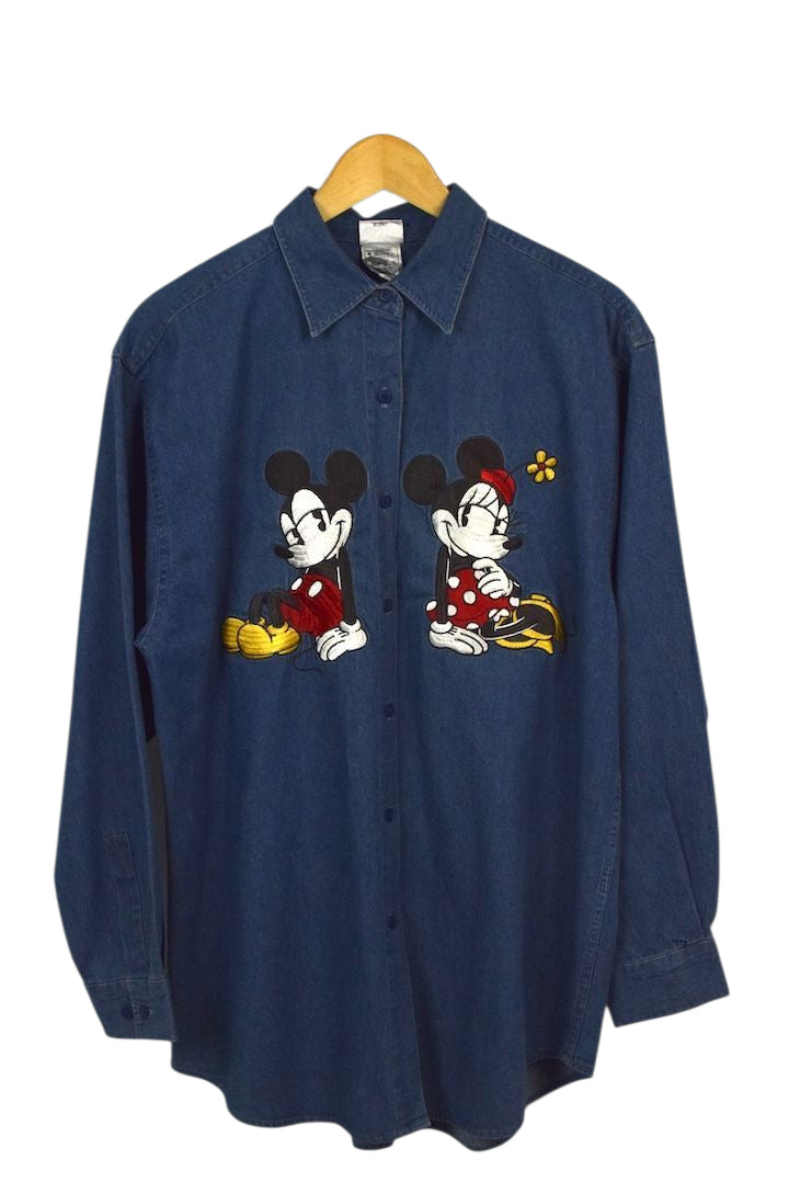 90s Mickey, Minnie Mouse Denim Top