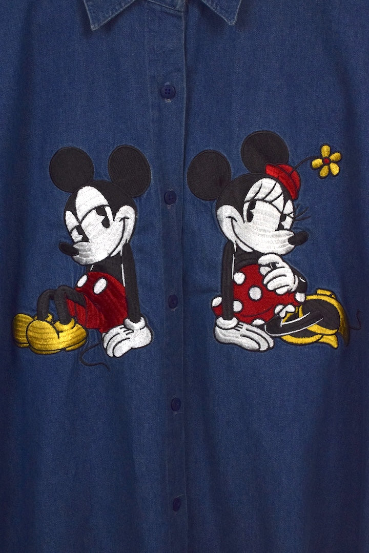 90s Mickey, Minnie Mouse Denim Top