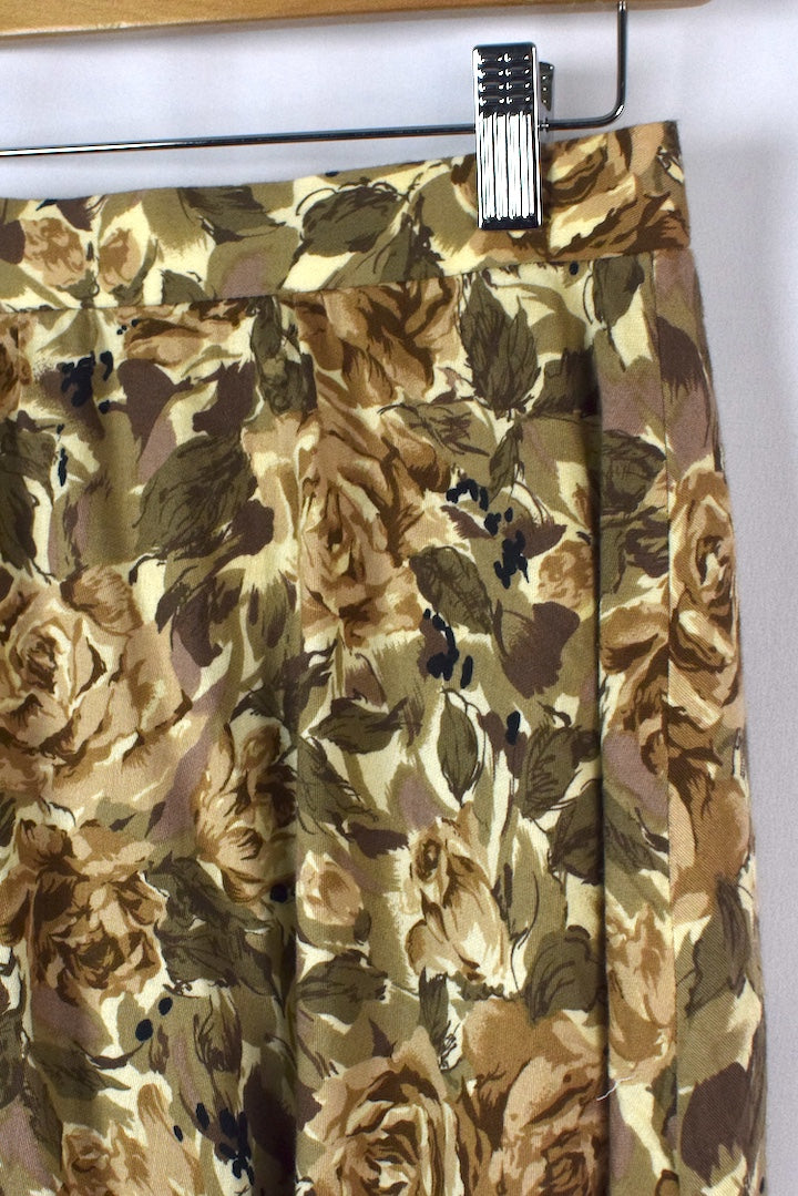Reworked Beige Floral Print Skirt