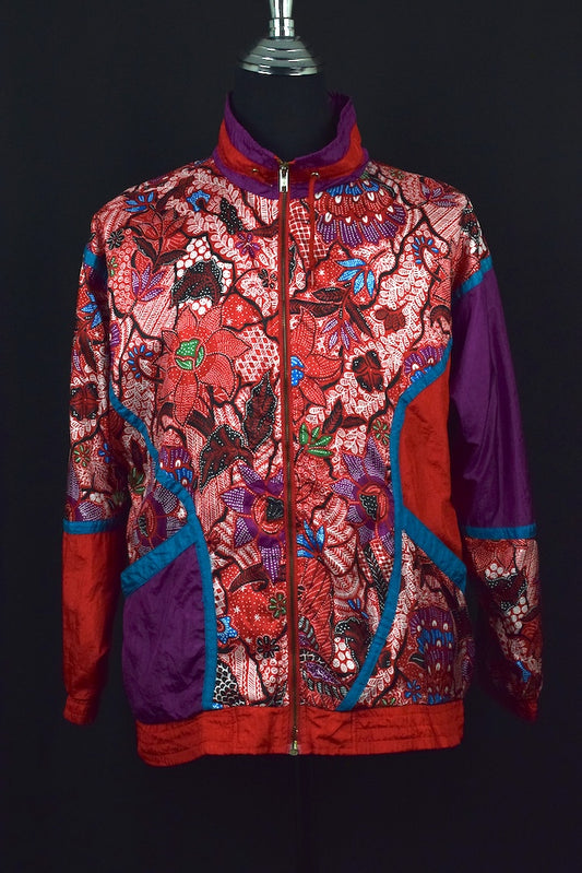 80s Abstract Leaf Print Spray Jacket