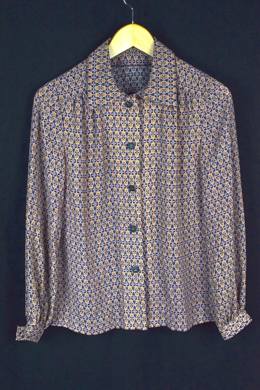 Reworked Abstract Print Blouse