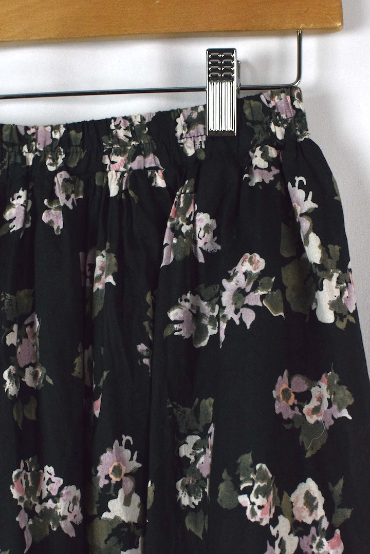 Black Floral Print Skirt
