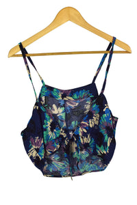 Reworked Floral Print Tie Up Top
