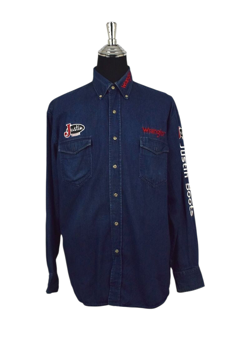 Wrangler Brand Justin Boots Denim Shirt
