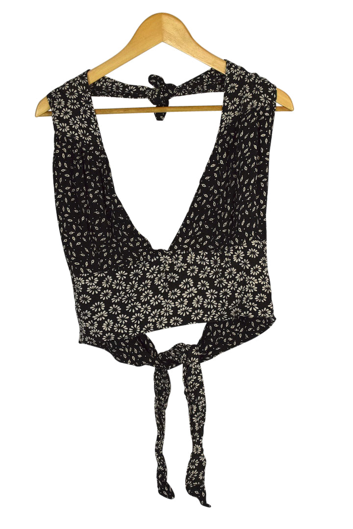 Reworked Floral Leaf Tie Up Top