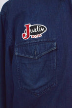 Load image into Gallery viewer, Wrangler Brand Justin Boots Denim Shirt
