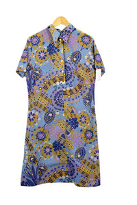 70s Dacron Brand Abstract Print Dress