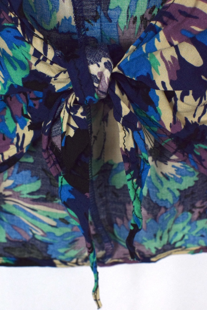 Reworked Floral Print Tie Up Top