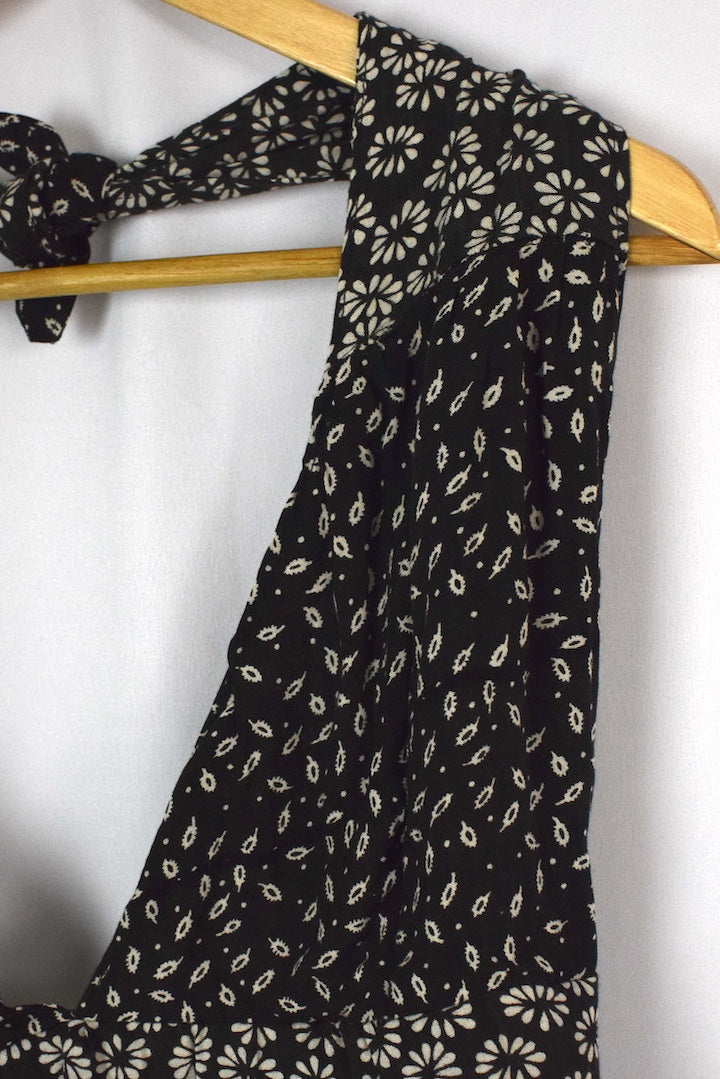 Reworked Floral Leaf Tie Up Top