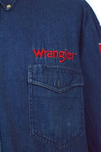 Load image into Gallery viewer, Wrangler Brand Justin Boots Denim Shirt

