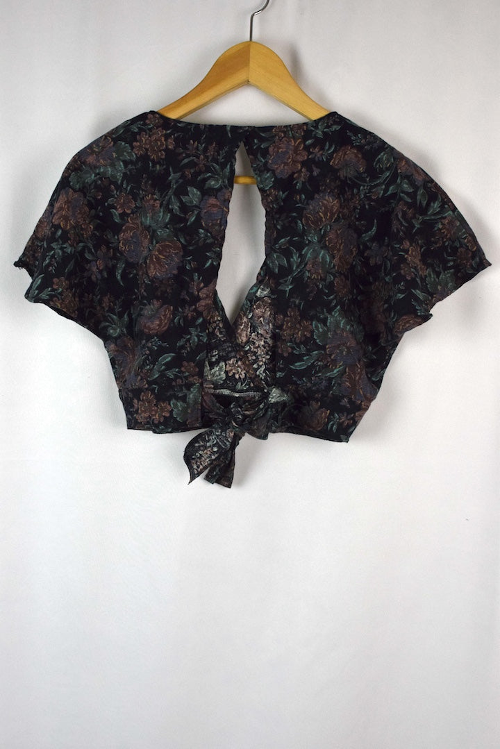 Reworked Floral Print Tie-Up Top