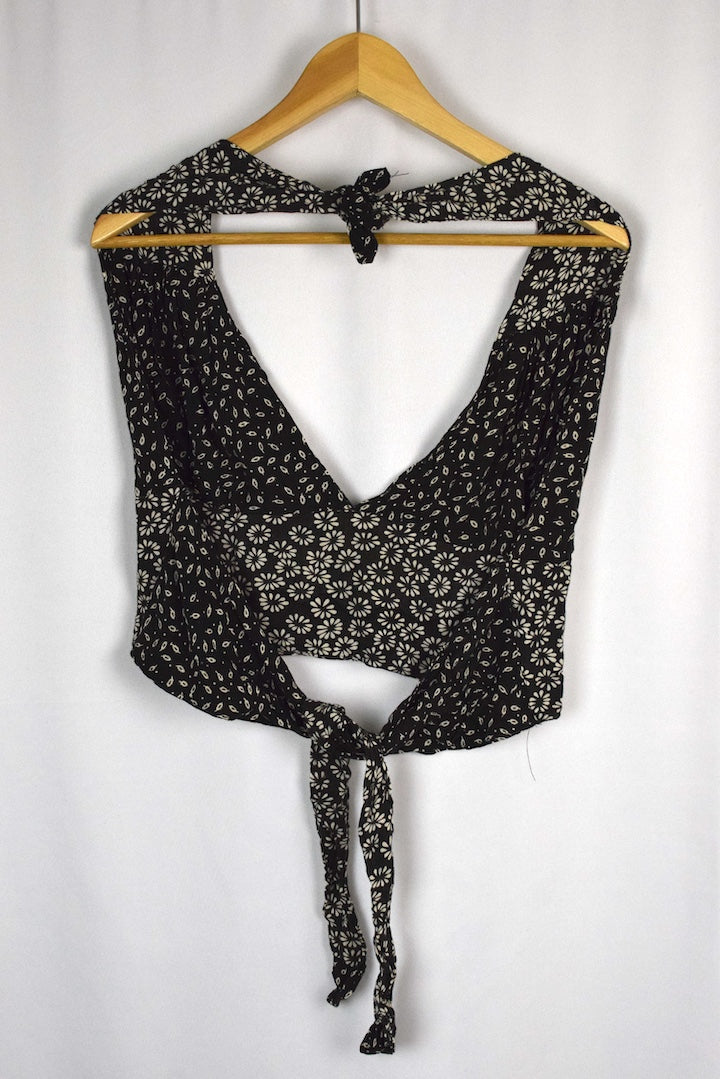 Reworked Floral Leaf Tie Up Top