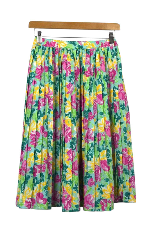 Reworked Floral Pleated Skirt