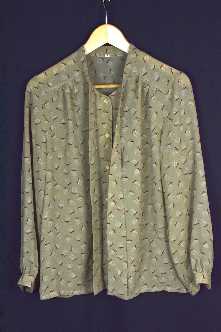 Reworked Cirlcle Cross Print Blouse