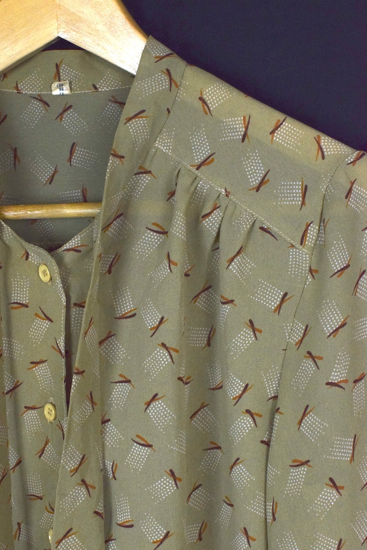 Reworked Cirlcle Cross Print Blouse