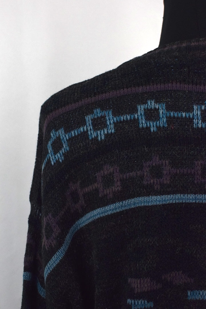 80s/90s Black Knitted Jumper