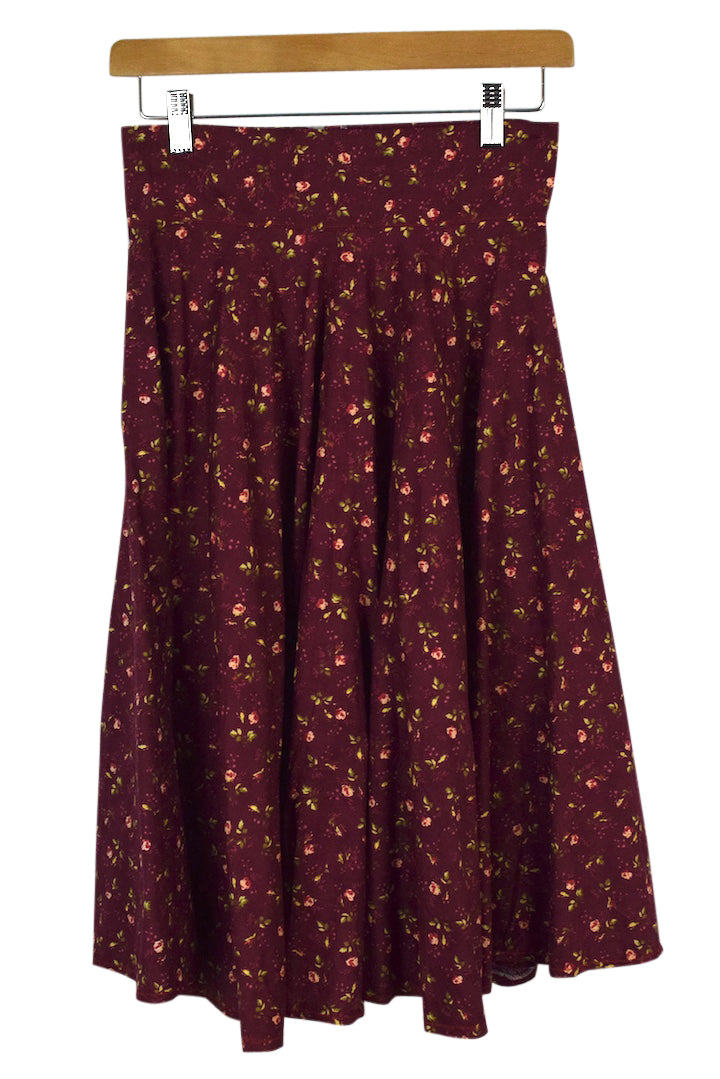 Reworked Red Floral Print Skirt