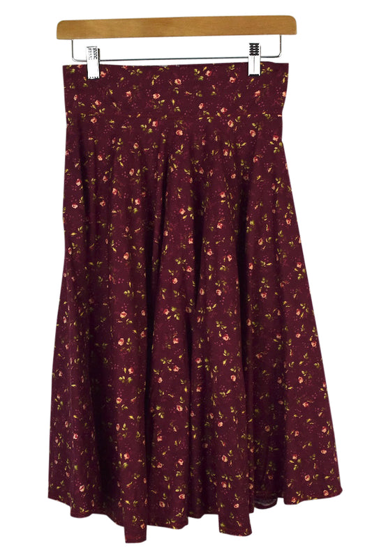 Reworked Red Floral Print Skirt