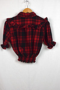 Reworked Cropped Red Flannel Top