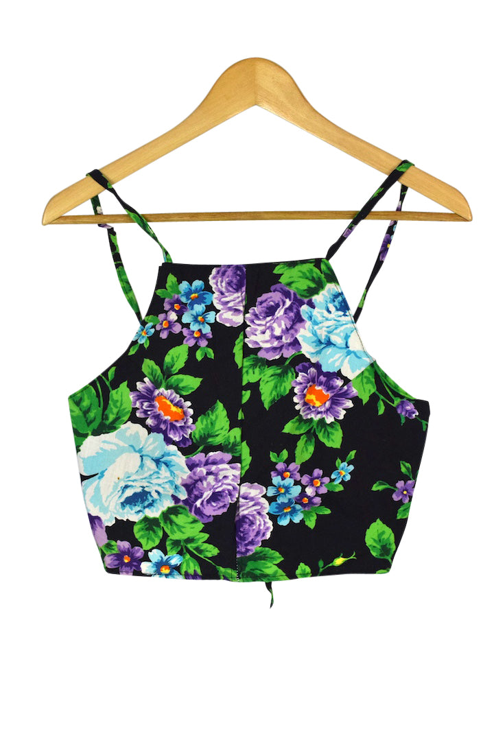 Reworked Floral Print Tie Up Top