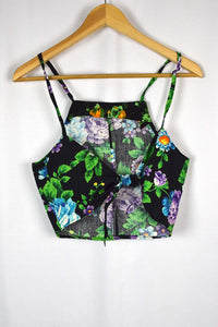 Reworked Floral Print Tie Up Top