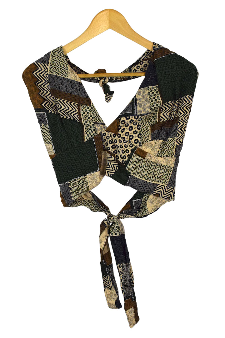Reworked Patchwork Print Tie-Up Top