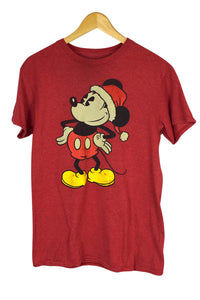 Mickey Mouse Santa Hat Print T-shirt