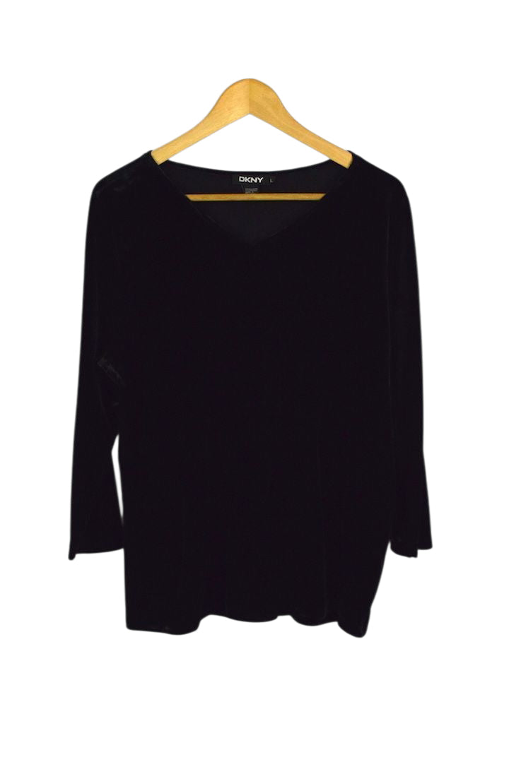 DKNY Brand Velour Top