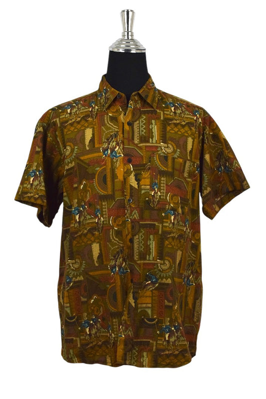 Abstract Polo Player Print Shirt