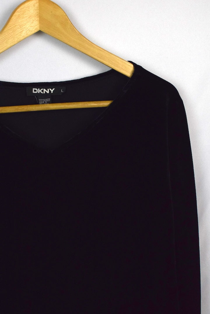 DKNY Brand Velour Top