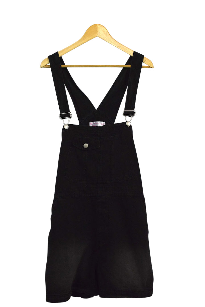 Short Black Denim Overalls