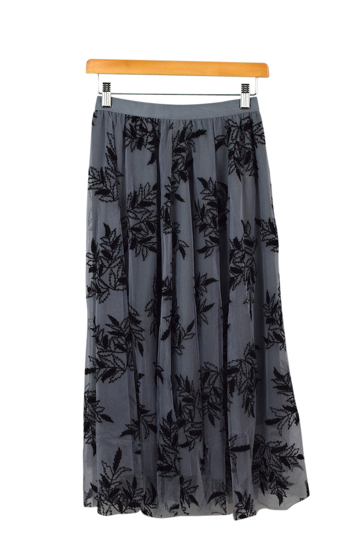NEW Leaf Print Mesh Skirt