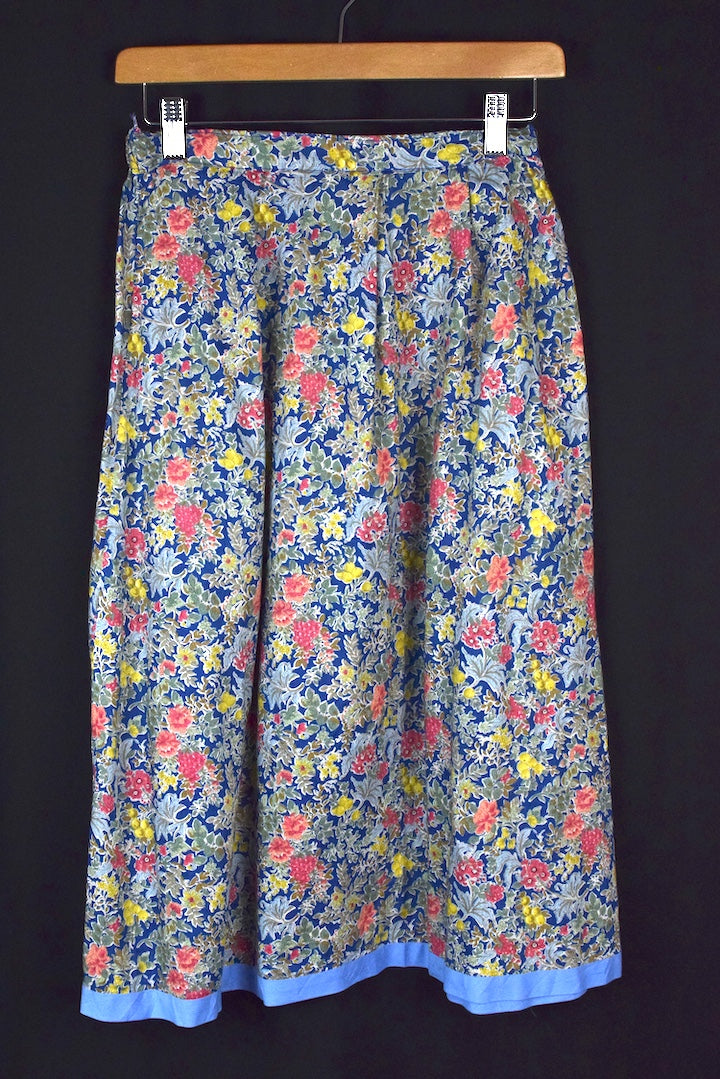 Reworked Blue Floral Print Skirt