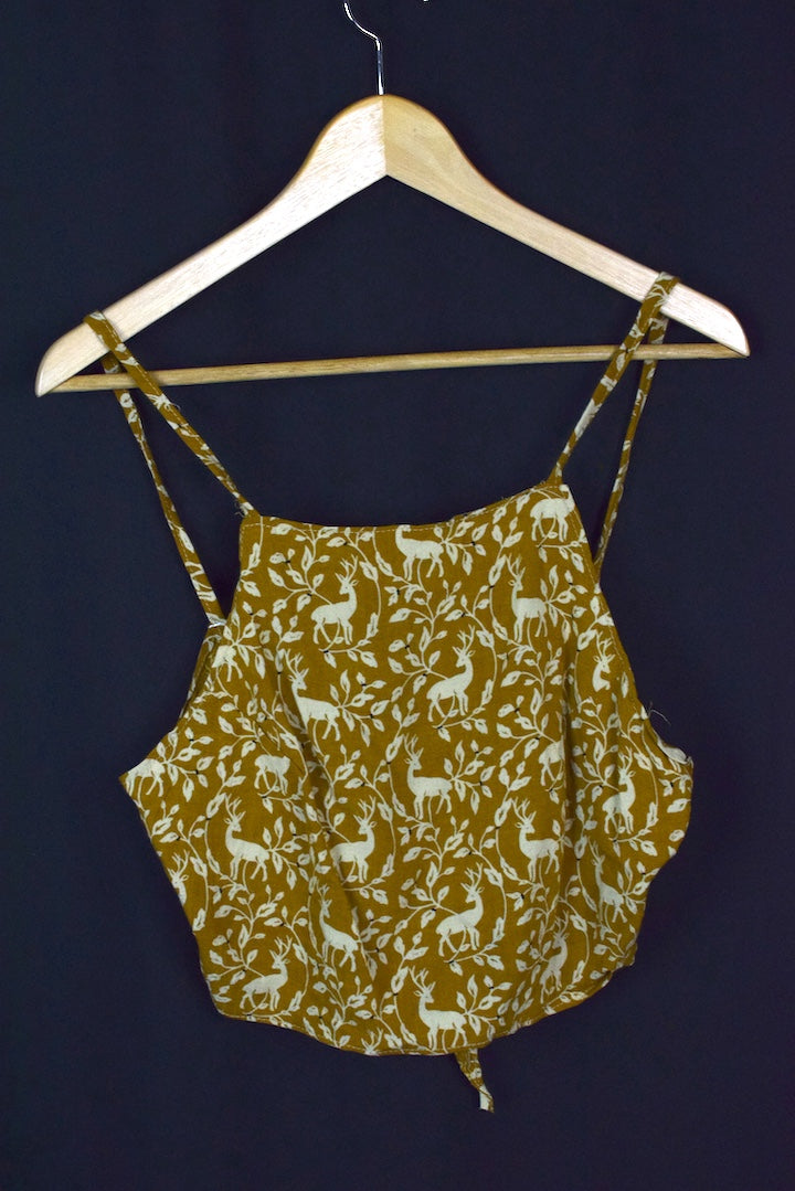Reworked Deer Print Tie Up Top