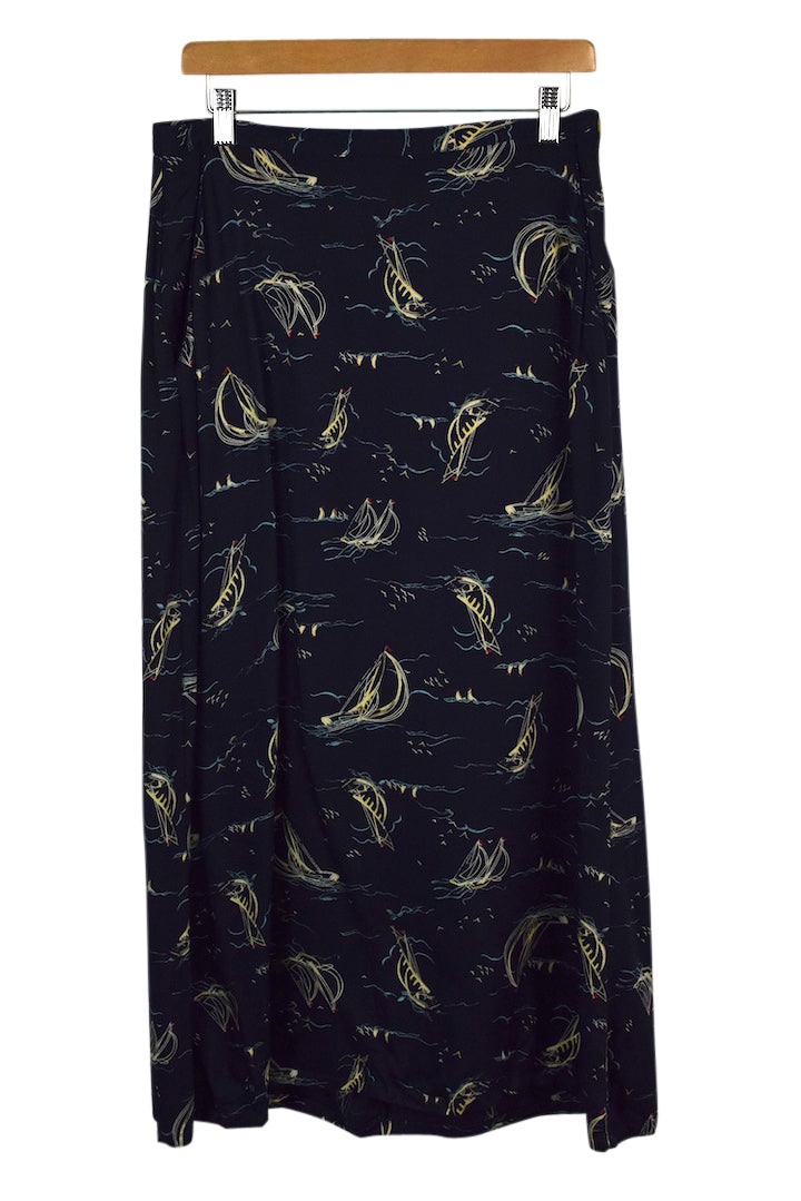 Sailboat Print Skirt