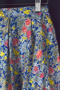 Reworked Blue Floral Print Skirt