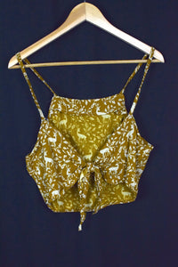 Reworked Deer Print Tie Up Top