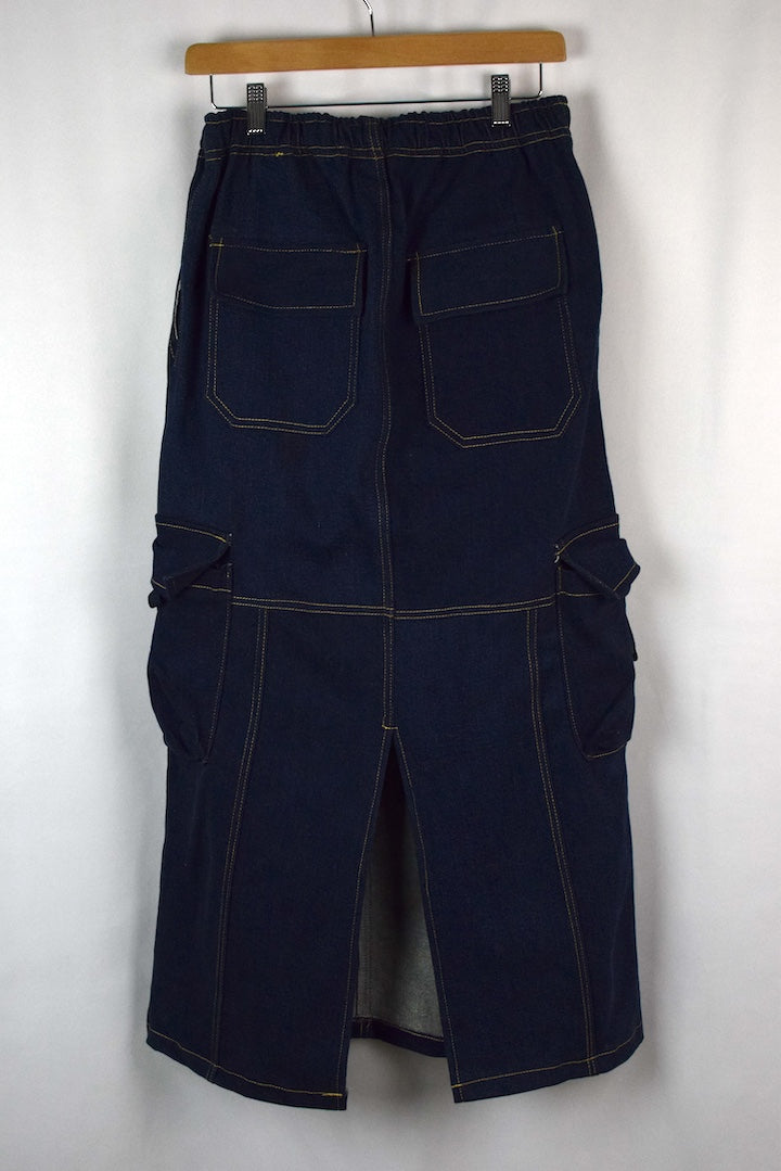 Reworked Denim Cargo Skirt