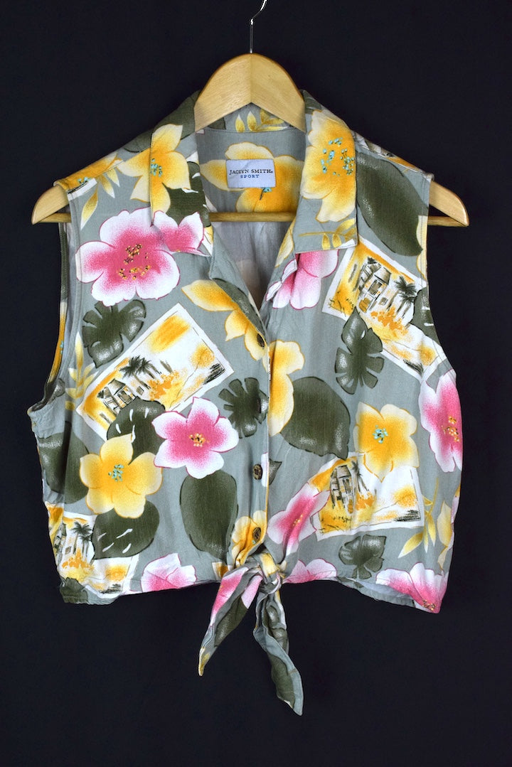 Floral Print Tie Up Top