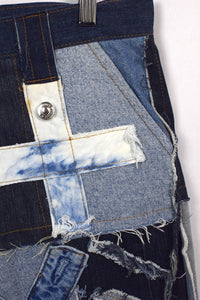 Reworked Denim Patchwork Shorts