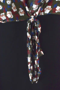 Reworked Floral Print Tie Up Top